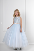 Sky Blue and Pink Mid-calf dress
