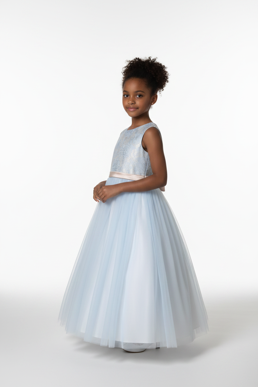 Sky Blue and Pink Mid-calf dress