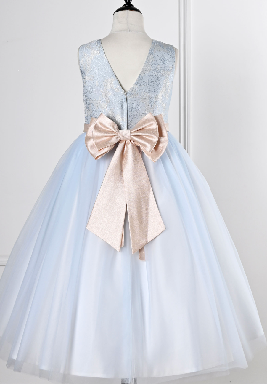Sky Blue and Pink Mid-calf dress