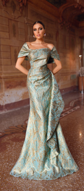 Jacquard off the shoulder mother of the wedding dress