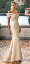 Jacquard off the shoulder mother off the wedding dress