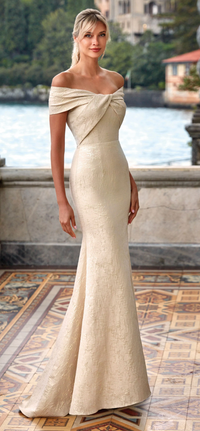 Jacquard off the shoulder mother off the wedding dress
