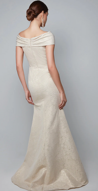 Jacquard off the shoulder mother off the wedding dress