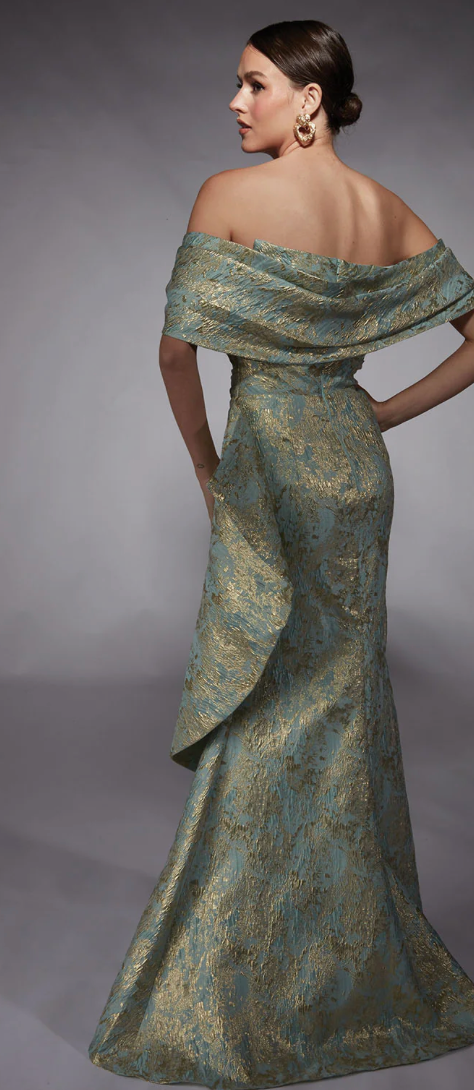 Jacquard off the shoulder mother of the wedding dress