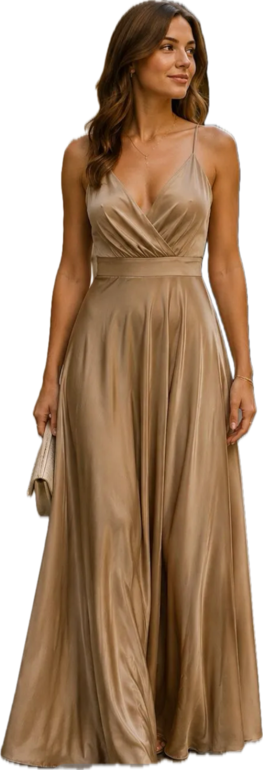 Silky Satin Spaghetti straps Evening dress