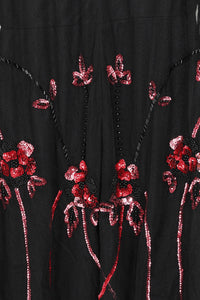 Zola Black Floral Embellished Cape Maxi Dress