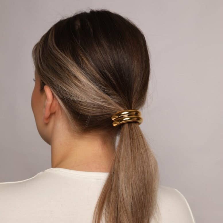 Hair tie with jewelry | 18K gold-plated