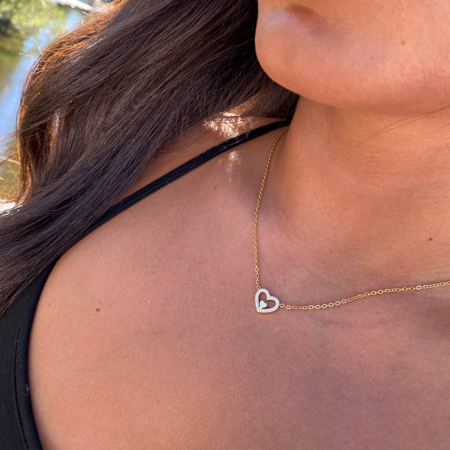Heart in Heart Necklace | 18k Gold Plated