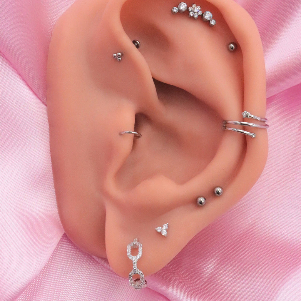 Three Stones earrings | 18K gold plated