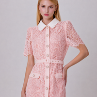 Buttoned dress in sheer lace