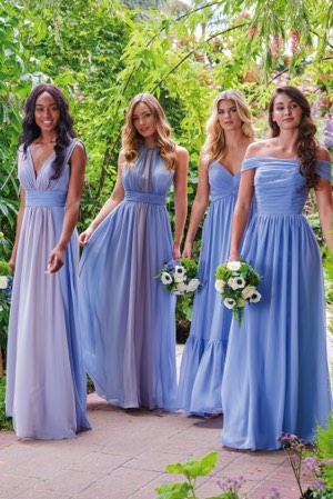 Two-Tone V-Neckline Bridesmaid Dress with V-Back