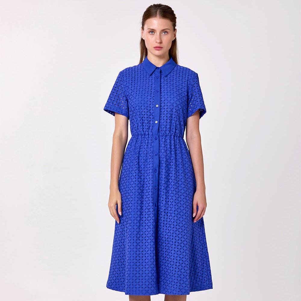Cotton shirt dress in English lace