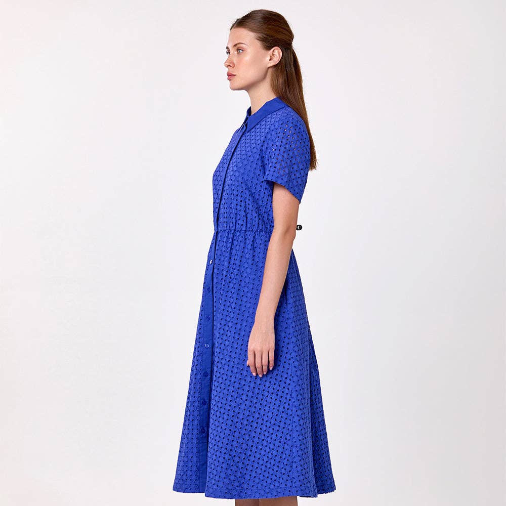 Cotton shirt dress in English lace