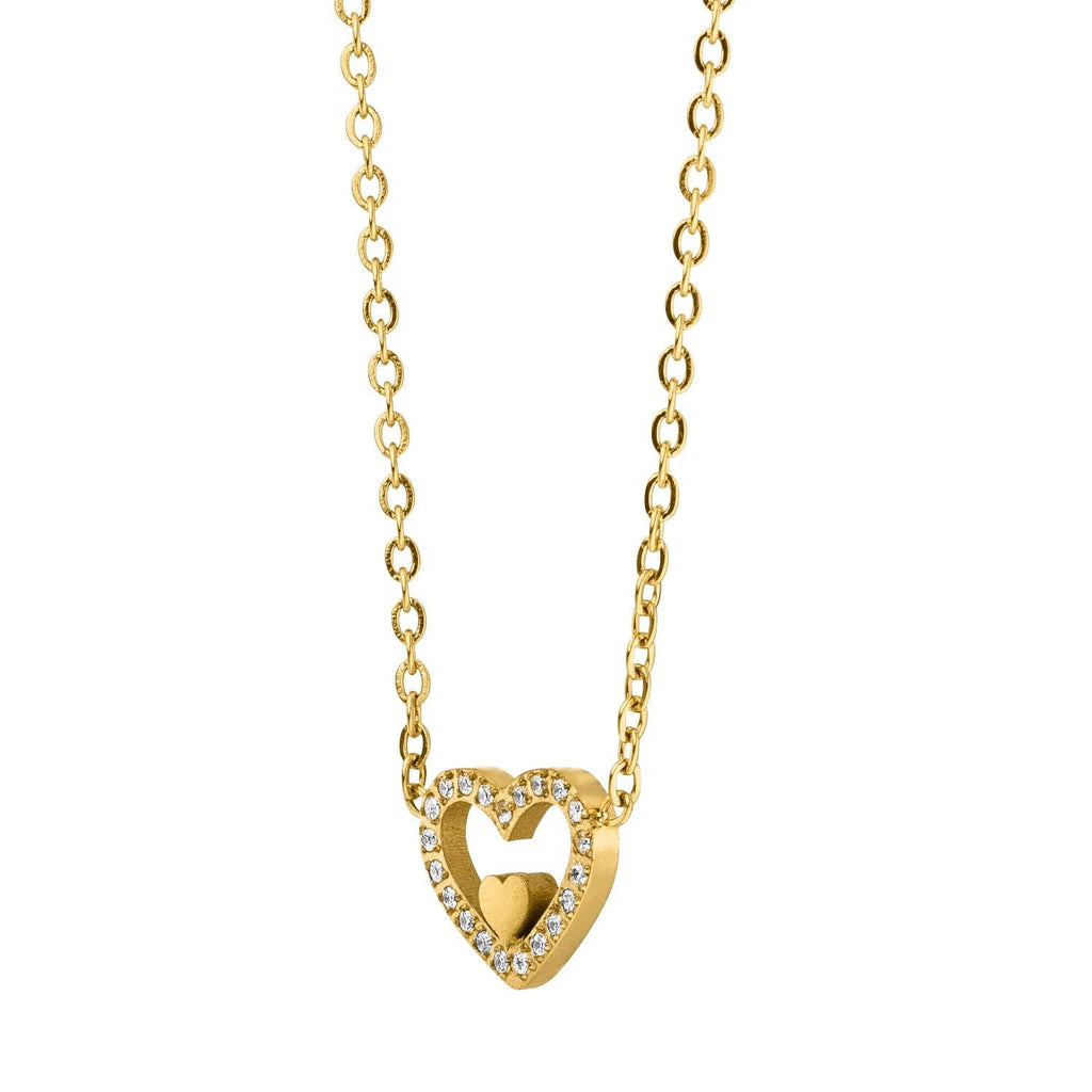 Heart in Heart Necklace | 18k Gold Plated