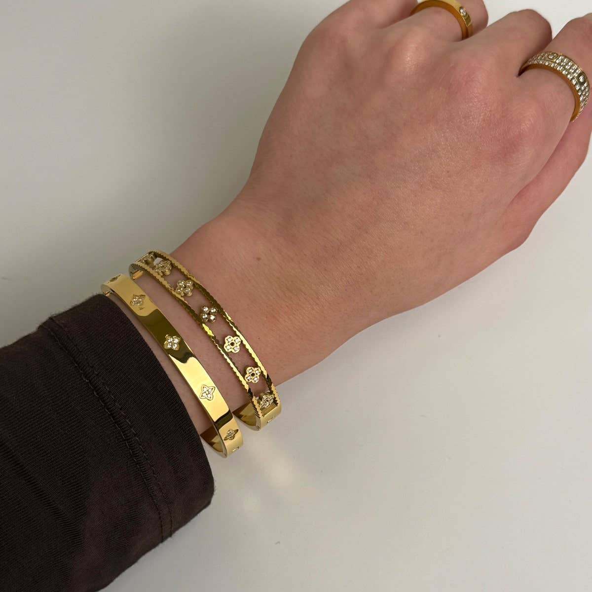 Clover Stone Bracelet | 18K gold-plated
