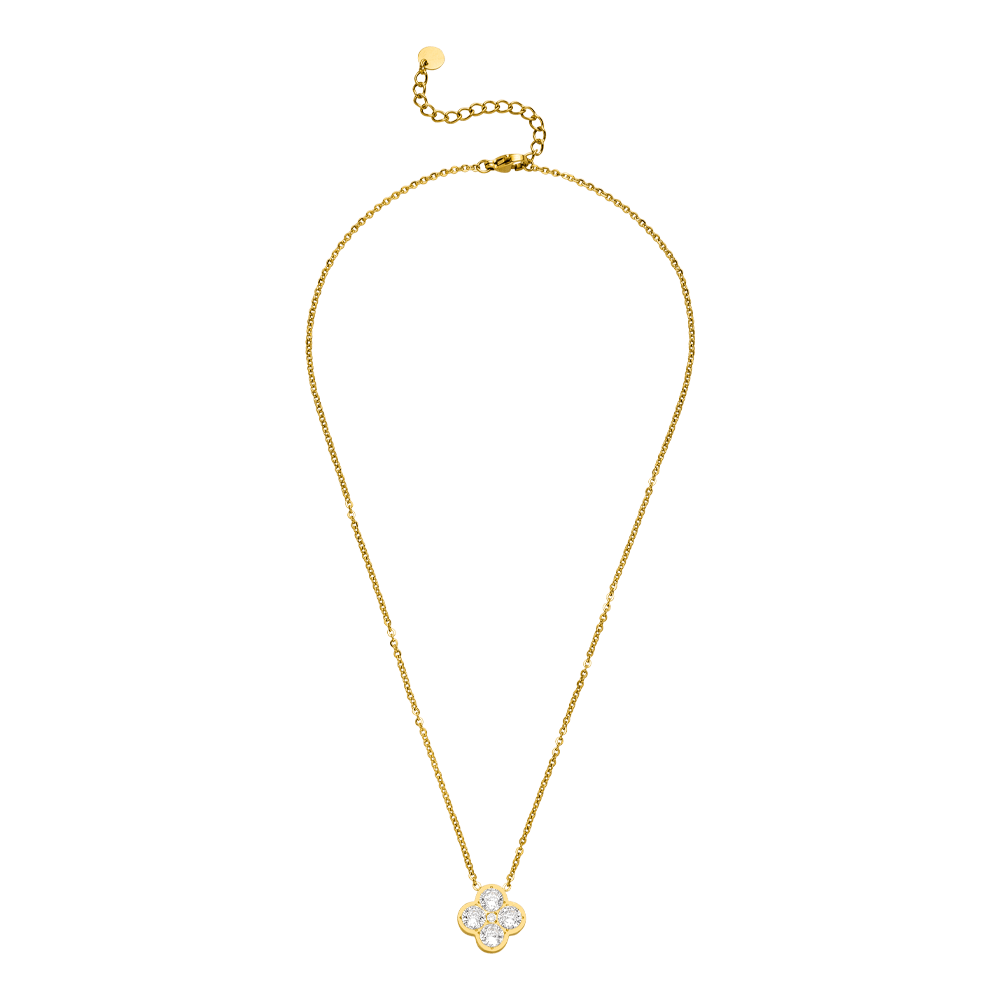 Crystal Clover Necklace | 18K gold-plated