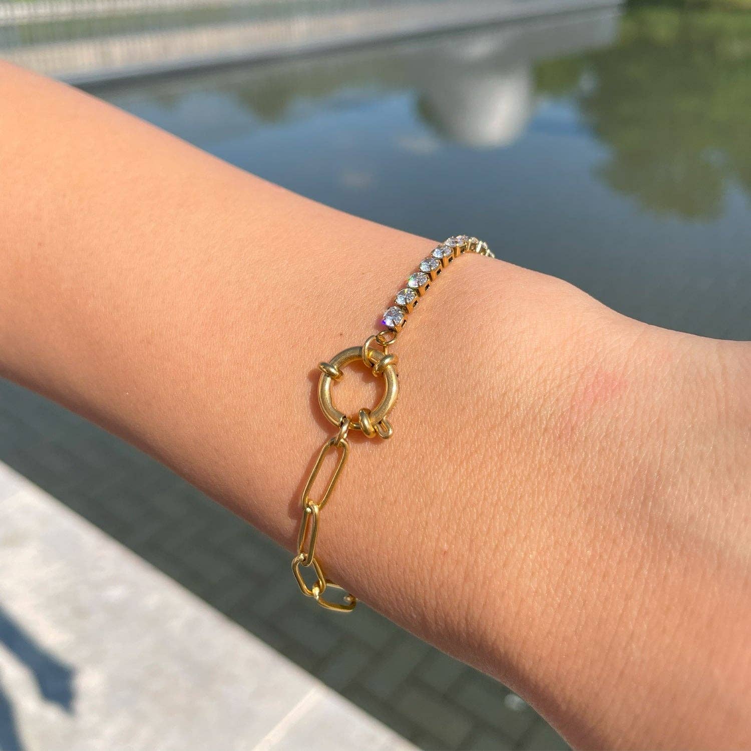 Tennis Chain Bracelet | 18K Gold Plated