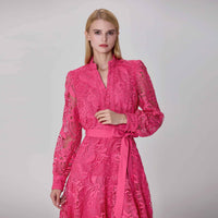 Short dress with long sleeves, all in lace