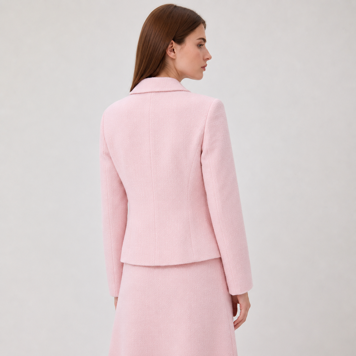 Smart and Joy - Tailored jacket with a Peter Pan collar: Rose / FR 44