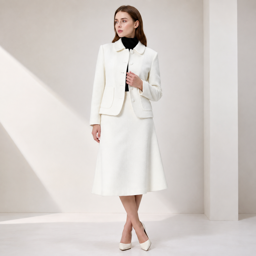 Smart and Joy - Tailored jacket with a Peter Pan collar: Rose / FR 44