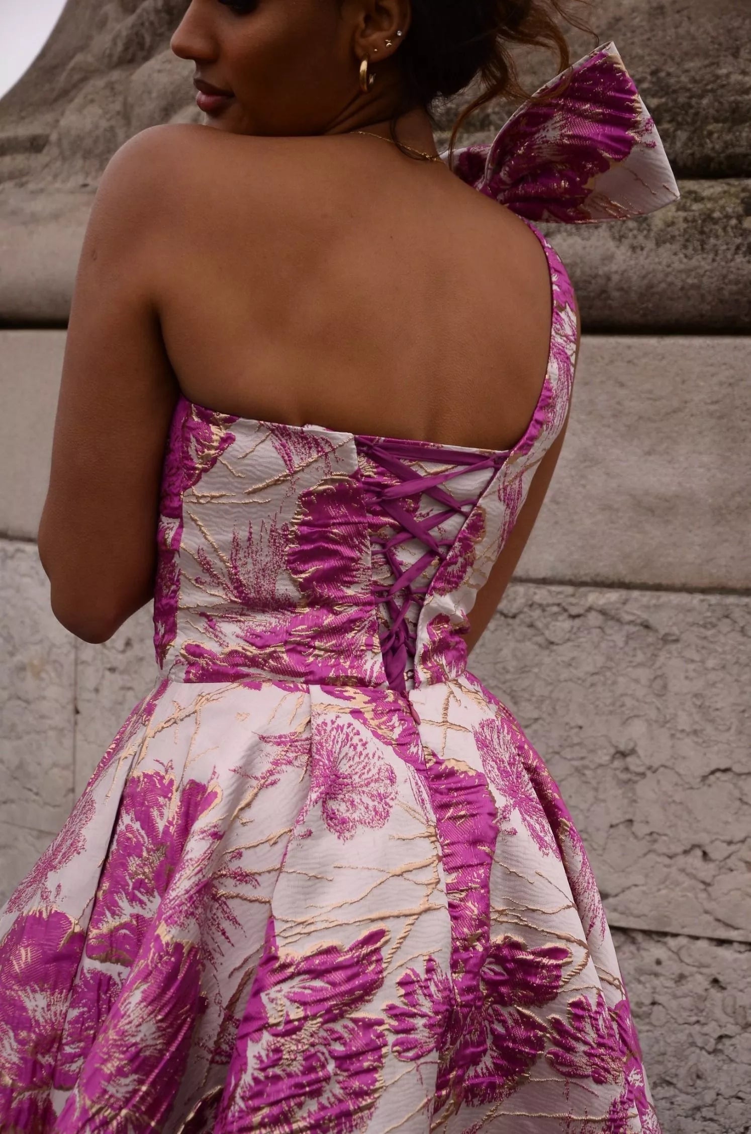 Jacquard One Shoulder Dress