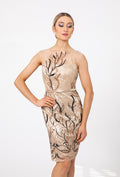 Black and gold Embroidered cocktail dress