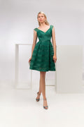 Off the shoulder, Short  Green dress