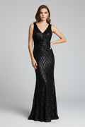 Sexy  Black stretch sequin fit and flare dress