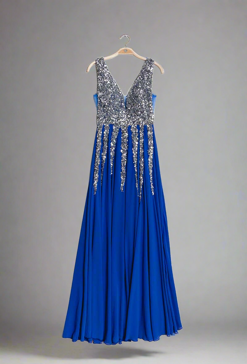 Royal blue and Silver long evening dress Aphrodite Malta Royal blue and Silver long evening dress Aphrodite Malta