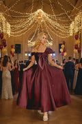 Reina Satin Mid Length  Evening Dress