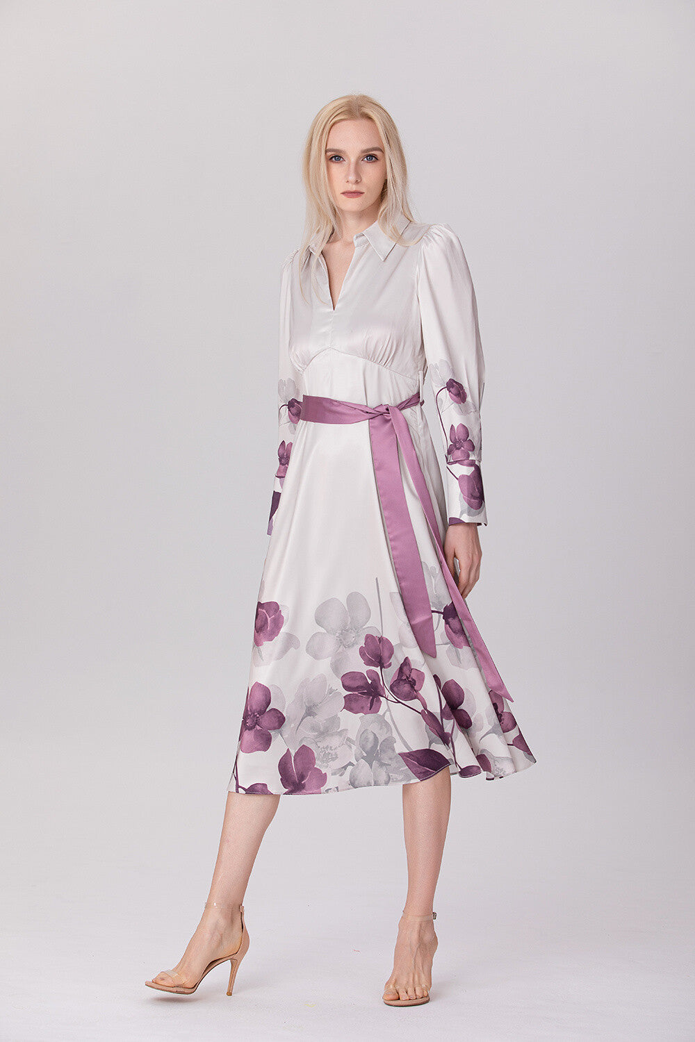 S&J Empire cut dress with placed floral print