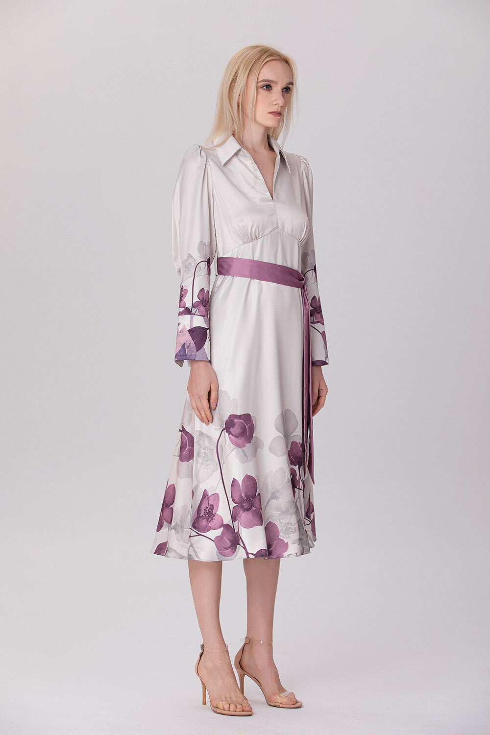S&J Empire cut dress with placed floral print