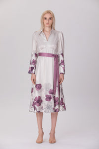 S&J Empire cut dress with placed floral print