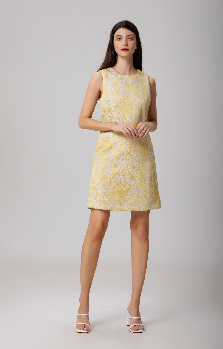 Brocade minimalist mini dress