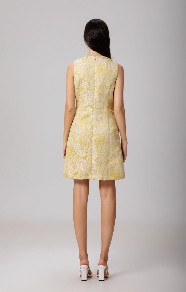 Brocade minimalist mini dress
