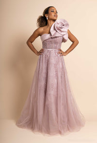Pink Flared One shoulder dress