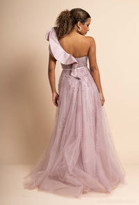 Pink Flared One shoulder dress