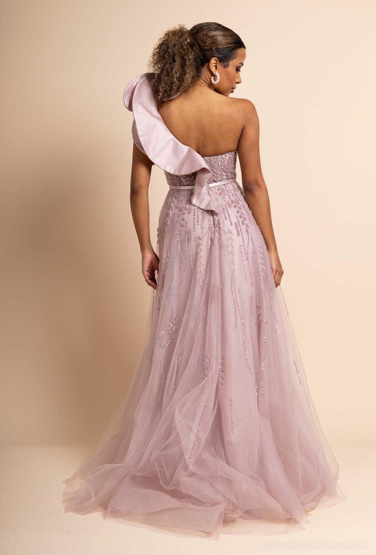 Pink Flared One shoulder dress