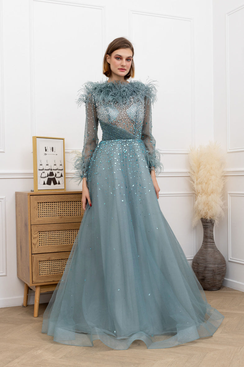 A Line long Sleeve long dress