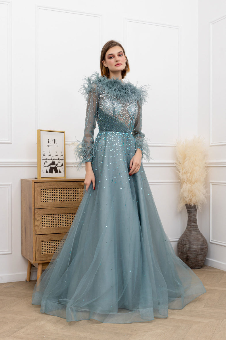 A Line long Sleeve long dress