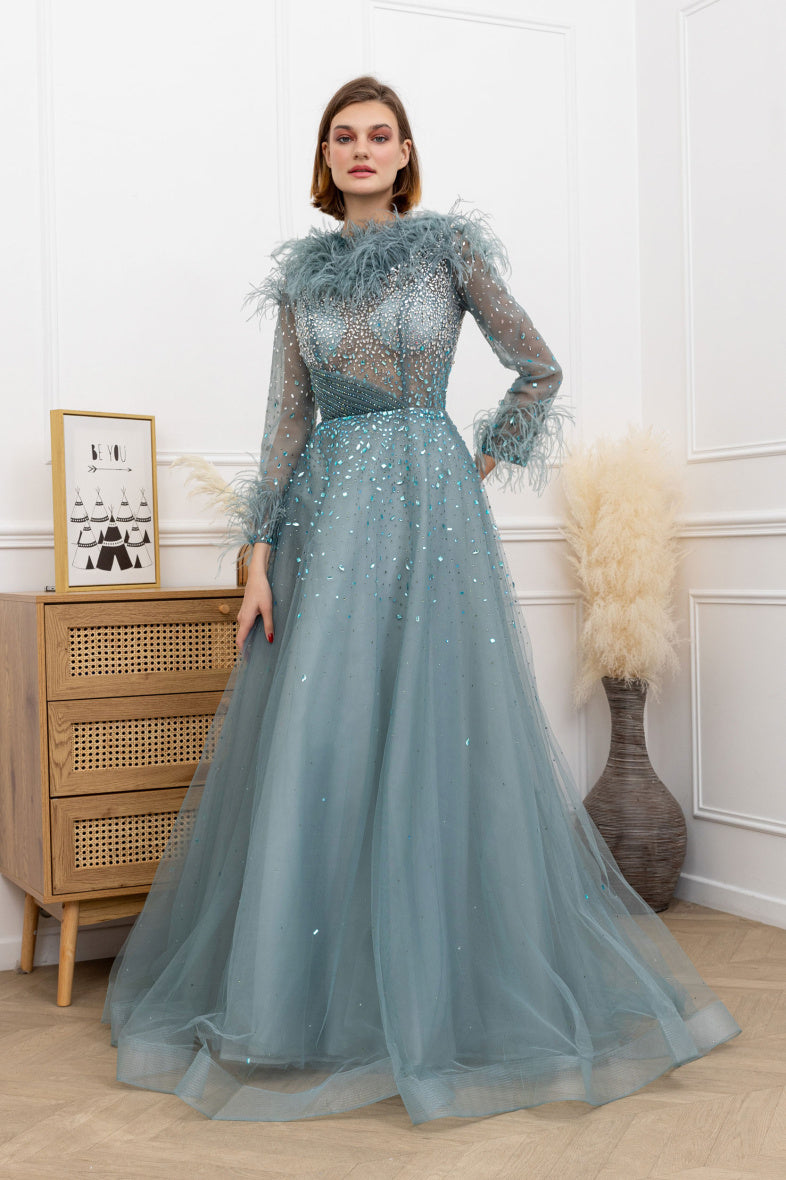 A Line long Sleeve long dress