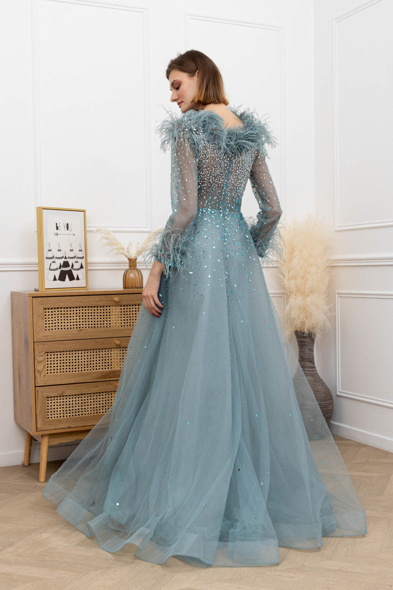 A Line long Sleeve long dress