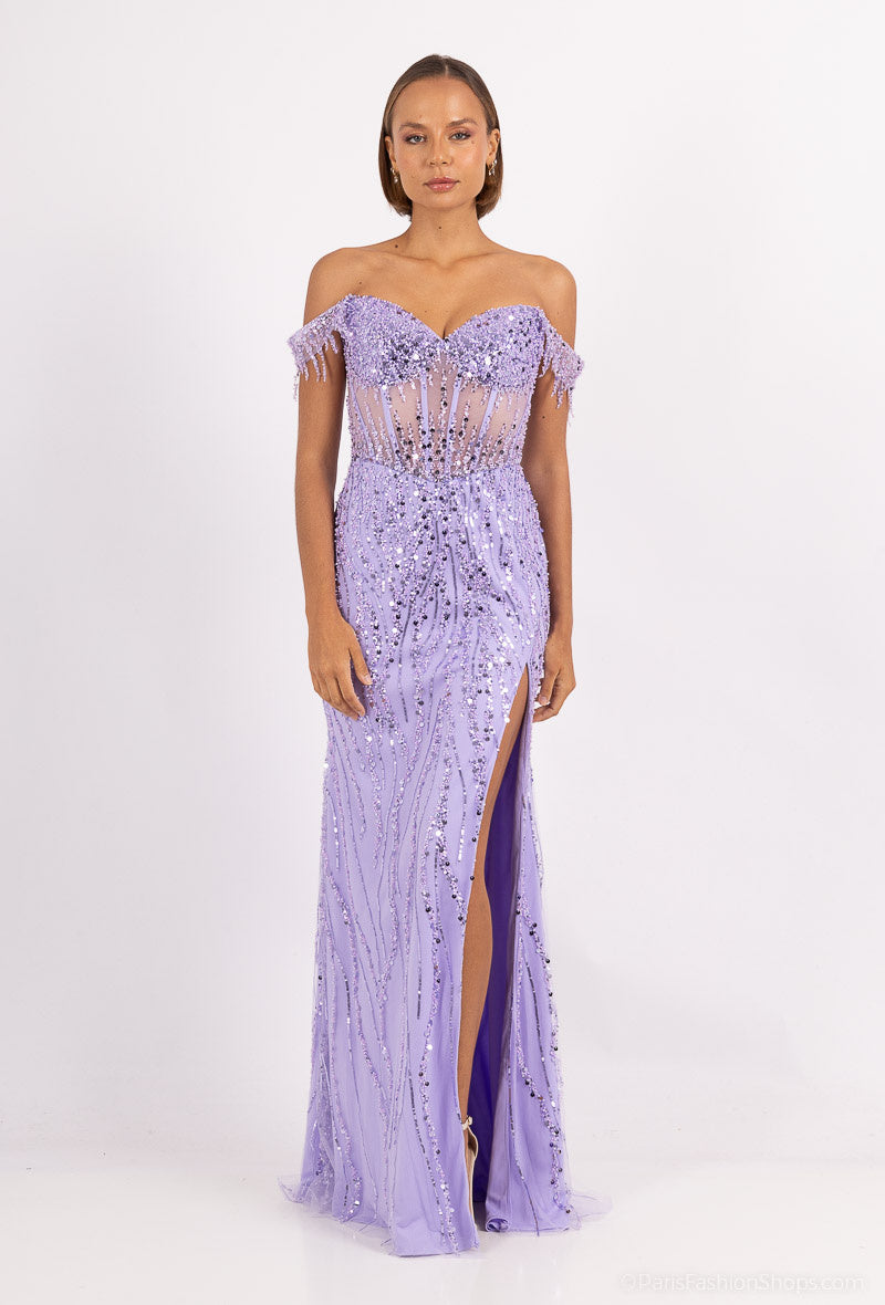 Lilac evening dress