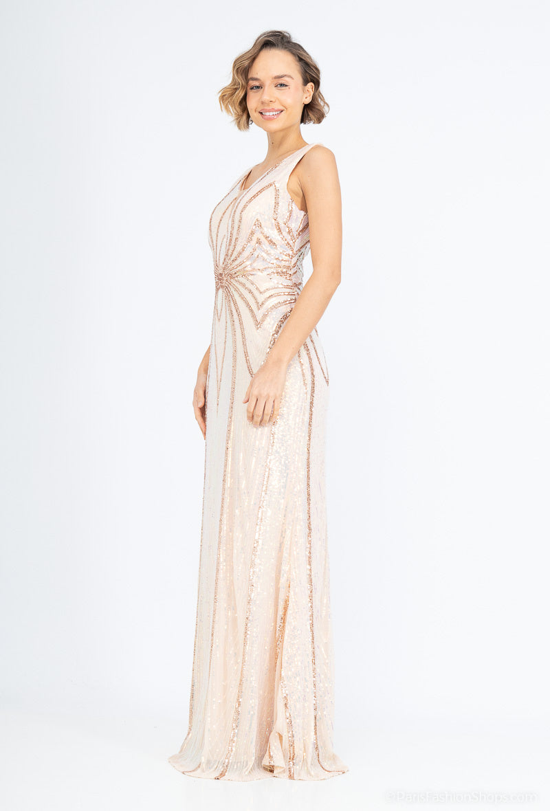Long sequined evening dress